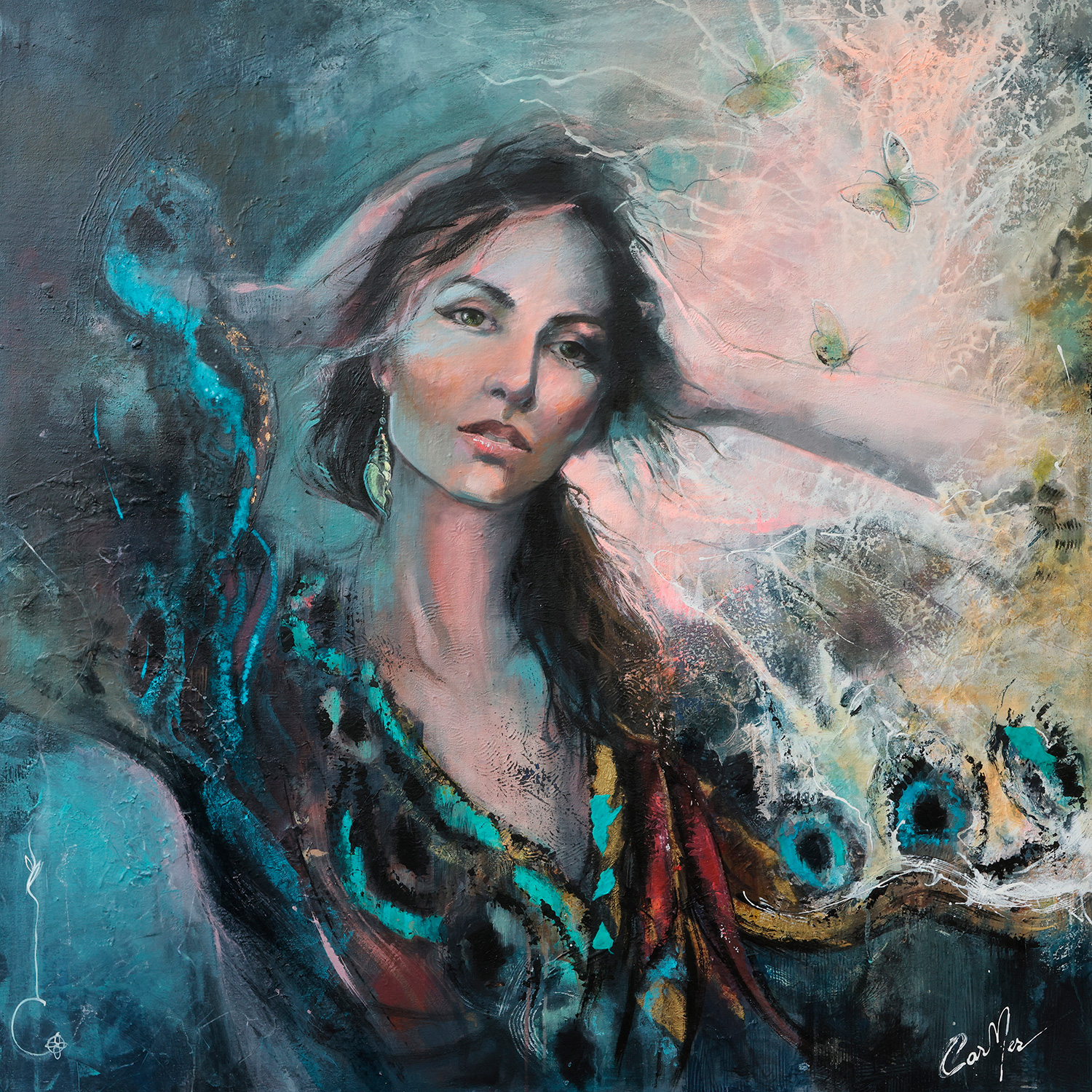 Le rêve du papillon - Peinture de Carole MERLIN
